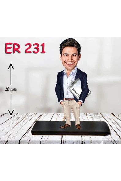 Kişiye Özel Ahşap Biblo - Takım Elbiseli Erkek Karikatür Biblo 21 ürün görseli 1