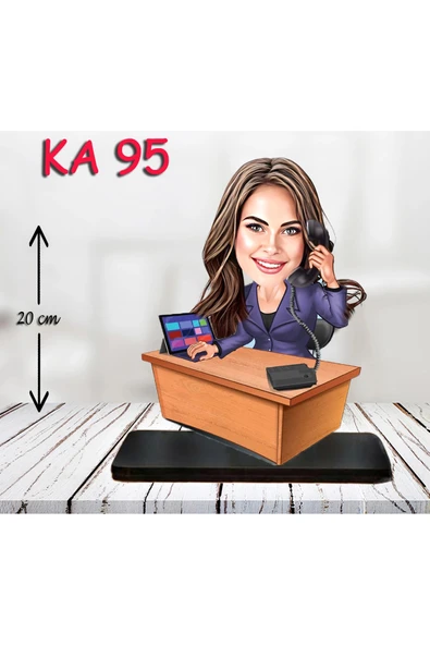 Kişiye Özel Ahşap Biblo - Masa Başı Karikatür Biblo - Kadın Biblo 6 ürün görseli 1