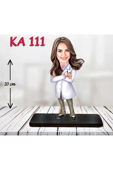 Kişiye Özel Ahşap Biblo - Sağlıkçı Kadın Karikatür Biblo - Doktor Biblo 3 ürün görseli 1