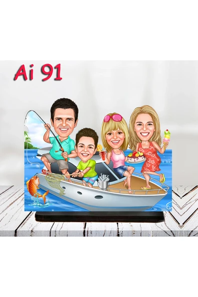 Kişiye Özel Ahşap Biblo - Aile Karikatür Biblo - 4 Kişilik Aile Biblo 40 ürün görseli 1