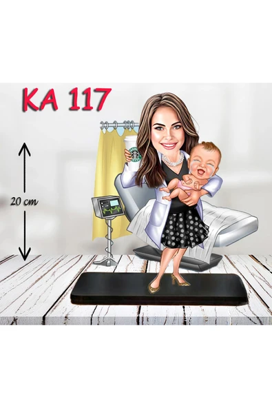 Kişiye Özel Ahşap Biblo - Sağlıkçı Kadın Karikatür Biblo - Doktor Biblo 9 ürün görseli 1