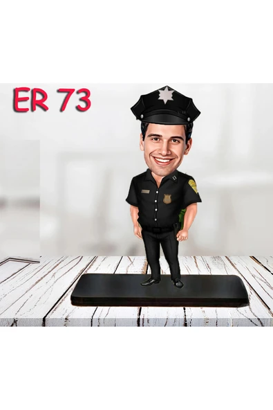 Kişiye Özel Ahşap Biblo - Erkek Polis Karikatür Biblo 10 ürün görseli 1