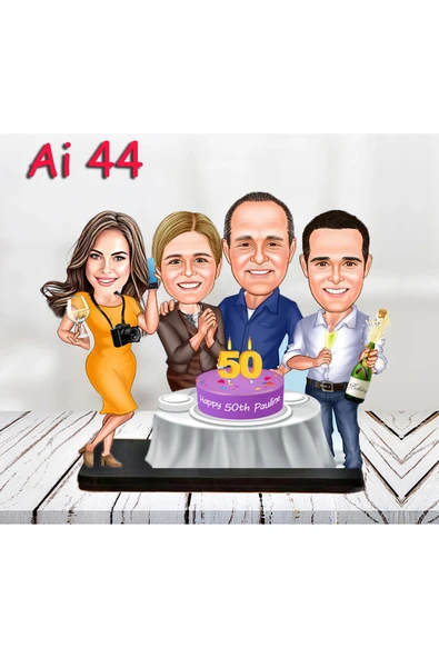 Kişiye Özel Ahşap Biblo - Aile Karikatür Biblo - 4 Kişilik Aile Biblo 15 ürün görseli 1