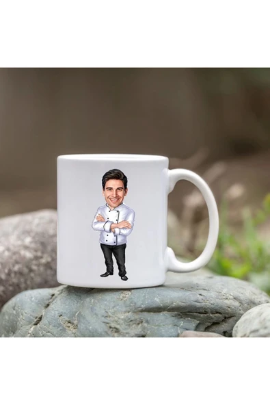 Kişiye Özel Bardak - Karikatür Bardak - Erkek Aşçı Bardak ürün görseli 1