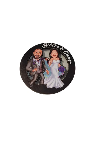 Karikatür Düğün Mağnet - Kişiye Özel Magnet - Karikatür Magnet ( 20 Adet ) ürün görseli 1