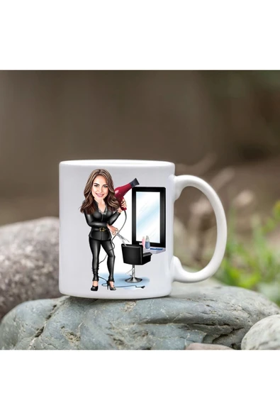 Kişiye Özel Bardak - Karikatür Bardak - Kadın Kuaför Bardağı ürün görseli 1