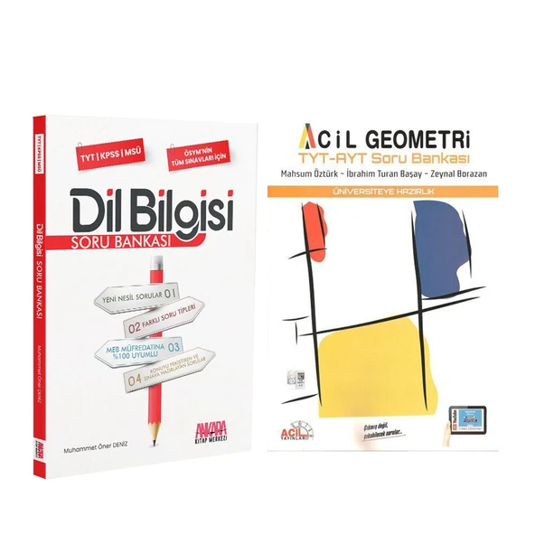 Acil TYT AYT Geometri ve AKM Dil Bilgisi Soru Bankası Seti 2 Kitap ürün görseli 1