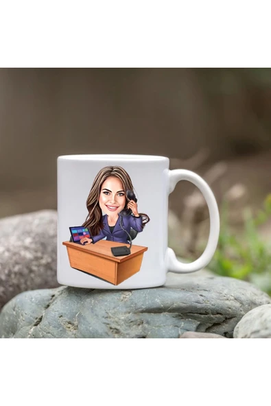 Kişiye Özel Bardak - Karikatür Bardak - Kadın Masa Başı Bardağı ürün görseli 1