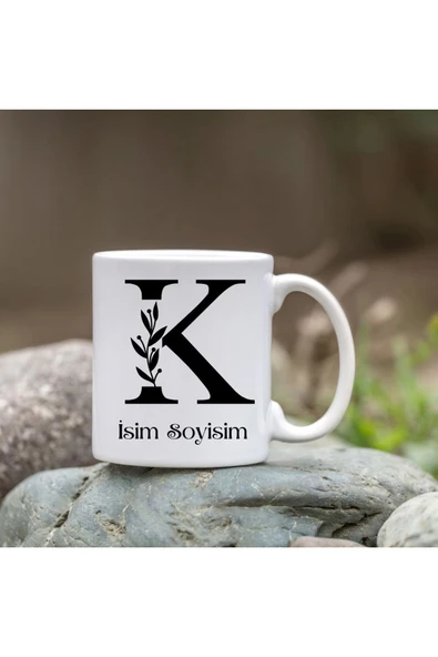 Kişiye Özel K Harfi Bardak - İsim Yazılı Bardak - İsimli Bardak ürün görseli 1
