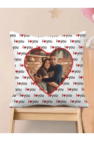Kişiye Özel Yastık Kılıfı - Resimli Yastık Kılıfı - I Love You Yastık Kılıfı ürün görseli 1