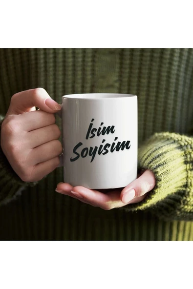Kişiye Özel Siyah Beyaz İsim Yazılı Bardak - İsimli Bardak ürün görseli 1