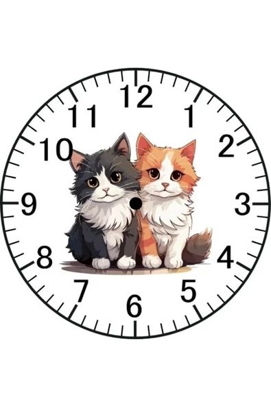 Kedi Model Duvar Saati - Kedili Saat ürün görseli 1