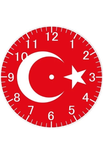 Türk Bayraklı Duvar Saati - Türk Bayraklı Saat ürün görseli 1