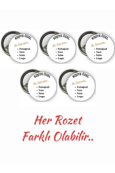 Kişiye Özel Rozet - 5 Adet Rozet - Farklı 5 Adet Rozet ürün görseli 1