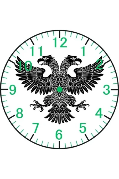 Çift Başlı Kartal Model Duvar Saati - Kartallı Saat ürün görseli 1