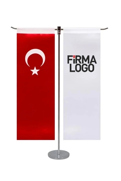 Kişiye Özel Masa Bayrağı - Çift Direk Masa Bayrağı - Logolu Masa Bayrağı - Kırlangıç Bayrak ürün görseli 1