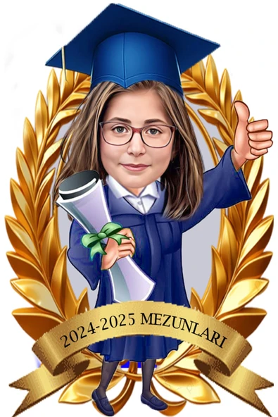 Kişiye Özel Mezuniyet Biblosu - Karikatür Mezuniyet Biblosu - Öğrenci Biblosu ürün görseli 1