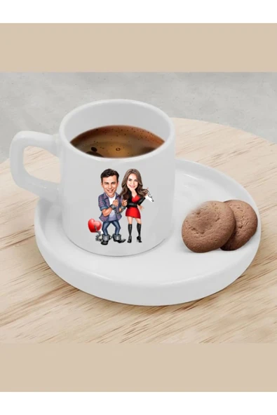 Kişiye Özel Türk Kahvesi Fincanı Karikatür Sevgili Fincanı 3 ürün görseli 1