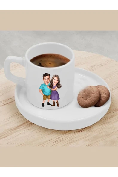 Kişiye Özel Türk Kahvesi Fincanı Karikatür Sevgili Fincanı 4 ürün görseli 1