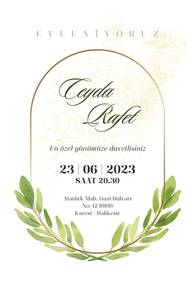 Kişiye Özel Davetiye - Düğün Davetiye - Nişan Davetiye - Nikah Davetiye ( Zarflı ) ( 50 Adet ) MDL 2 ürün görseli 1