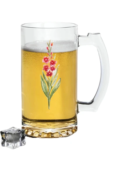 Çiçek Baskılı Bira Bardağı - Bira Bardak ürün görseli 1