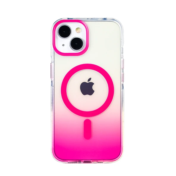 iPhone 14 Kılıf Kablosuz Şarj Özellikli Şeffaf Transparan Renk Geçişli Toros Kapak ürün görseli 1