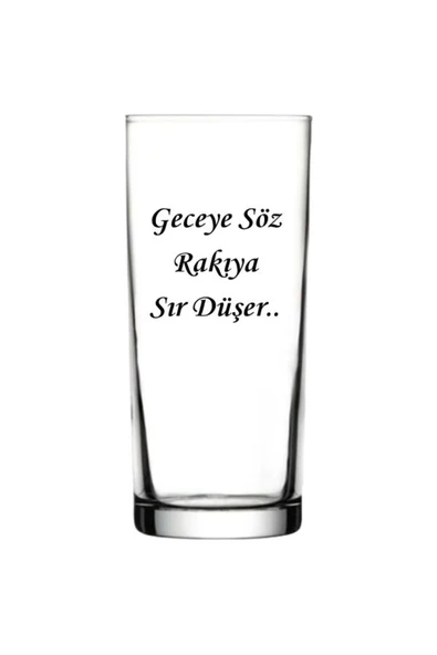 Geceye Söz Rakıya Sır Düşer Yazılı Rakı Bardağı ürün görseli 1