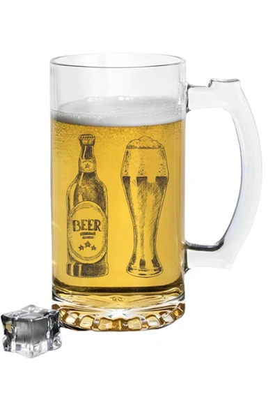 Bira Şişesi Baskılı Bira Bardağı - Bira Şişeli Bardak ürün görseli 1