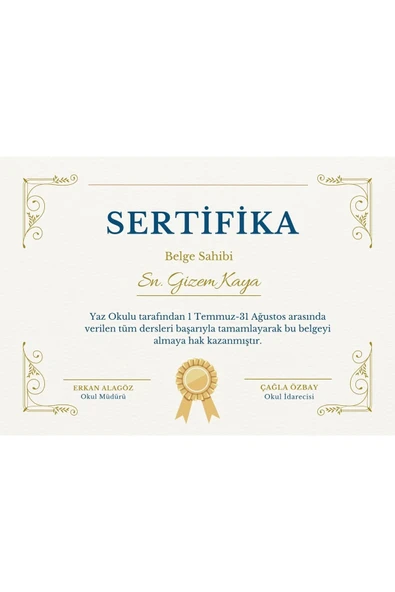 Kişiye Özel Sertifika - Mezuniyet Sertifikası - Başarı Sertifikası ( 10 Adet ) ürün görseli 1