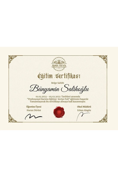 Kişiye Özel Sertifika - Eğitim Sertifikası - Mezuniyet Sertifikası - Başarı Sertifikası ( 10 Adet ) ürün görseli 1