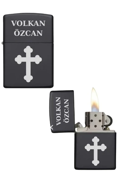 Kişiye Özel Haçlı Metal Çakmak ürün görseli 1