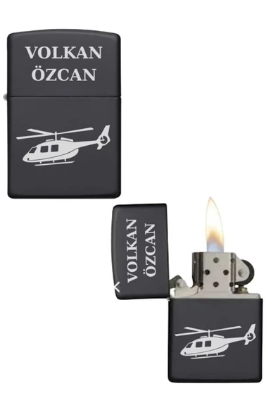 Kişiye Özel Helikopter Baskılı Metal Çakmak ürün görseli 1
