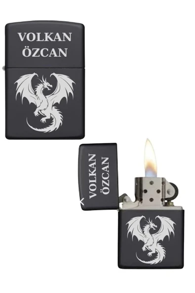 Kişiye Özel Ejderha Baskılı Metal Çakmak ürün görseli 1