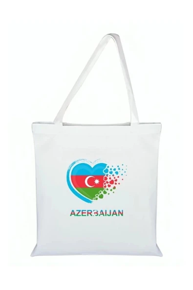 Azerbaycan Baskılı Bez Çanta - Azerbaycan Bayraklı Çanta ürün görseli 1