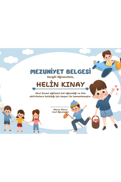 Kişiye Özel Sertifika - Mezuniyet Sertifikası - Mezuniyet Belgesi ( 10 Adet ) Mavi ürün görseli 1