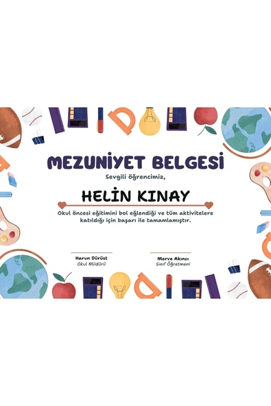 Kişiye Özel Sertifika - Mezuniyet Sertifikası - Başarı Sertifikası ( 10 Adet ) ürün görseli 1