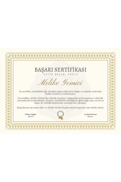 Kişiye Özel Sertifika - Mezuniyet Sertifikası - Başarı Sertifikası ( 10 Adet ) Gold Renk ürün görseli 1