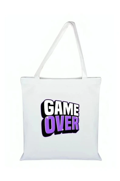 Game Over Baskılı Bez Çanta - Game Overlı Çanta ürün görseli 1