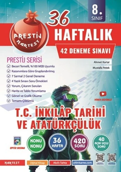 Nartest Yayınları 8. Sınıf Haftalık T.C. İnkılap Tarihi Ve Atatürkçülük Denemeleri ürün görseli 1