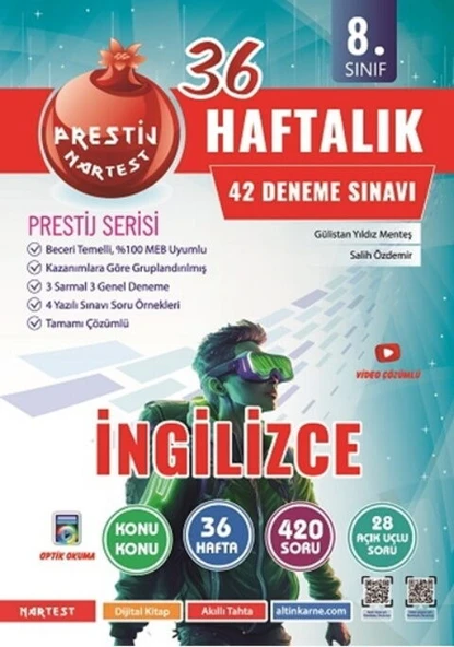 Nartest Yayınları 8. Sınıf Haftalık İngilizce Denemeleri ürün görseli 1
