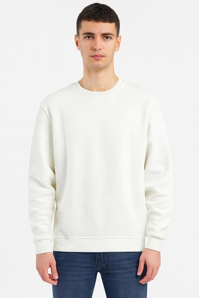 Erkek Oversize Uzun Kol Sıfır Yaka Sweatshırt-7383 ürün görseli 1