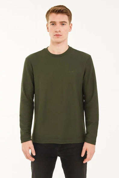 Erkek Oversize Uzun Kol Sıfır Yaka Sweatshırt-7143 ürün görseli 1