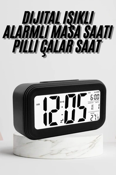 Dijital Masa Saati Termometre Takvim Led Ekran Pilli Ev Ofis Masası ürün görseli 1