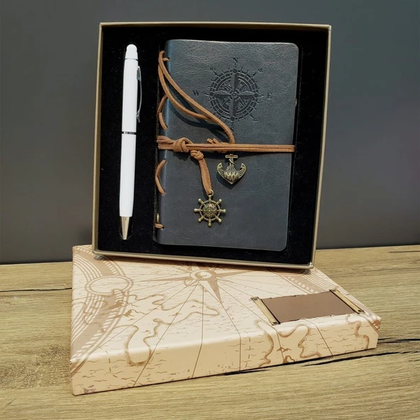 Gri Defter Ve Beyaz Kalem Kutulu Set ürün görseli 1