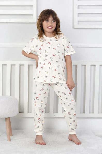 Kısa Kollu Meyve Desenli Kız Çocuk Pijama Takımı ürün görseli 1