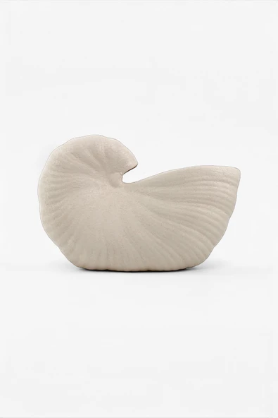 Salyangoz Seramik Bej Dekoratif Vazo (27x18 cm) ürün görseli 1