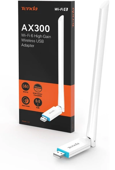 TENDA U2 AX300 HİGH GAİN WİFİ6 USB ADAPTÖR ürün görseli 1