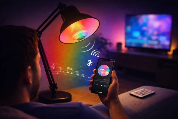 Bluetooth Hoparlörlü RGB LED Ampul 9W Kumandalı ürün görseli 1