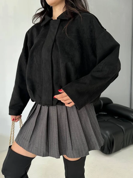 Süet Apoletli Bomber Ceket - Resim 7