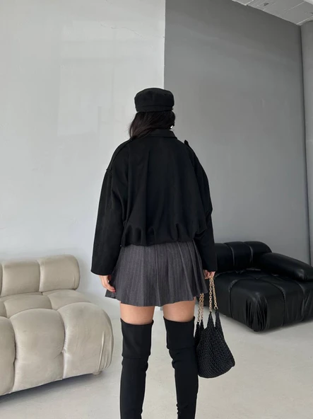 Süet Apoletli Bomber Ceket - Resim 3